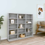 Dulap CD/DVD vidaXL, gri sonoma, 100x23x89.5 cm, lemn prelucrat, rafturi depozitare, multifunctional