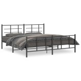 Cumpara ieftin Cadru pat metalic cu tablii de cap/picioare, negru, 183x213 cm