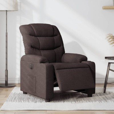 Gossi fotoliu rabatabil electric, maro inchis, material textil foto