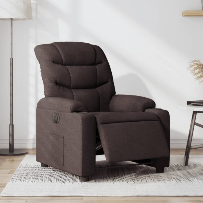Gossi fotoliu rabatabil electric, maro inchis, material textil