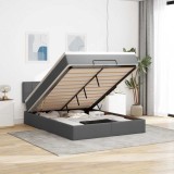 Cumpara ieftin Pat otoman cu saltea țesătură gri &icirc;nchis 140x190 cm