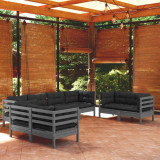 VidaXL Set mobilier grădină cu perne, 8 piese, lemn masiv pin
