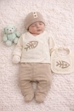 Set Serde Baby cu imprimeu pești &ndash; 5 piese din bumbac, maro (Marime