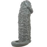 Manson PrettyLove - Realistic, cu striati, pentru extensia penisului, 13 cm, gri inchis