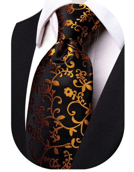 Cravata neagra cu auriu din matese - model 2