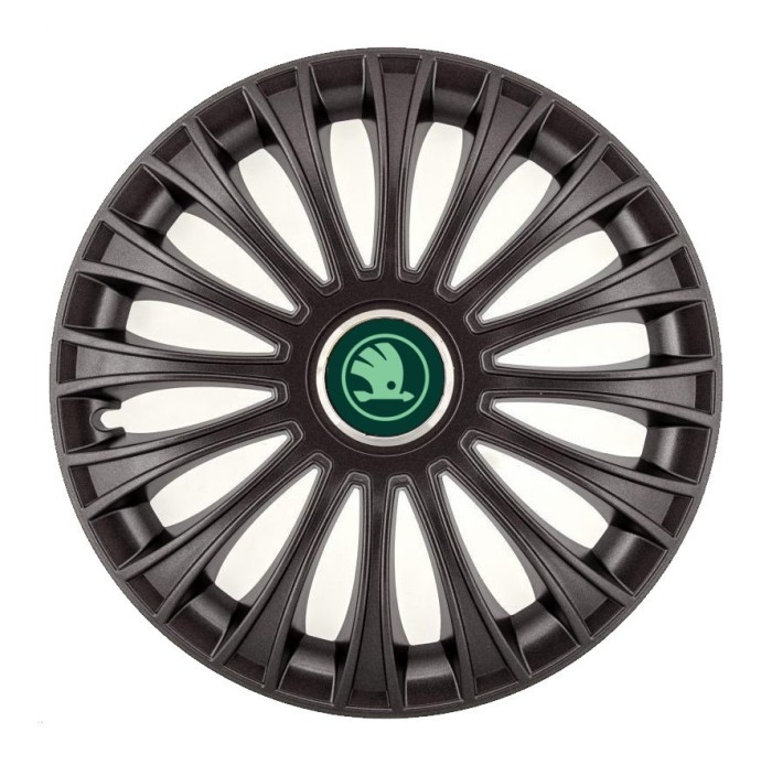 Set 4 capace roti pentru Skoda Nou Verde, model Dino Black, R14