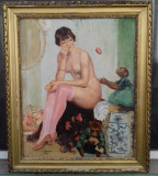 Tablou vechi - nud femeie - semnat C. Somov 1930