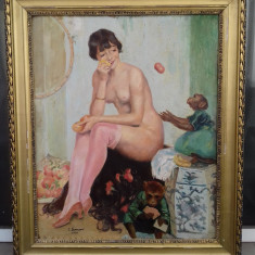 Tablou vechi - nud femeie - semnat C. Somov 1930