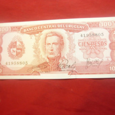 Bancnota 100 pesos Uruguay seria A ,1967 cal. NC