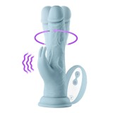Vibrator Realist Vortex Turbo Rabbit FemmeFunn, Remote Control, 8 Moduri Vibratii, 1 Miscare Rotatie, Silicon Lichid, USB, Albastru, 21 cm
