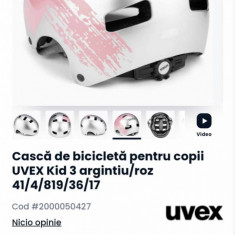 Casca noua ciclism copii UVEX KID 3, silver-rose, marimea 55-58 cm