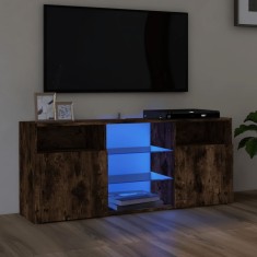 Gossi comoda tv cu lumini led, stejar fumuriu, 120x30x50 cm