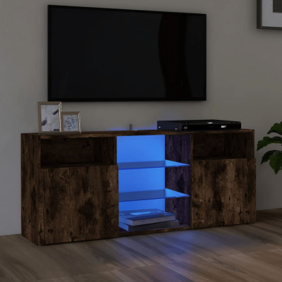vidaXL Comodă TV cu lumini LED, stejar fumuriu, 120x30x50 cm foto