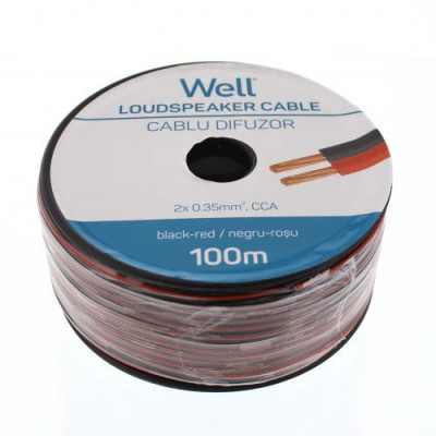 Cablu difuzor rosu/negru 2x0.35mm CCA Well LSP-CCA0.35BR-100-WL foto