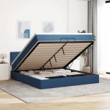 vidaXL Cadru de pat otoman cu saltele, țesătură albastră 200x200cm 3312256