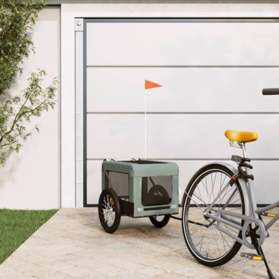 vidaXL Remorcă bicicletă animale companie gri/negru textil oxford/fier foto