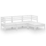 Set mobilier de gradina, 4 piese, alb, lemn masiv de pin
