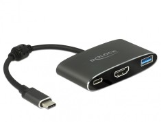Adaptor USB tip C la HDMI (DP Alt Mode) 4K 30 Hz + USB-A + PD (power delivery), Delock 62991