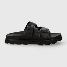 UGG slapi de piele Capitola Buckle Slide barbati, culoarea negru, 1153102