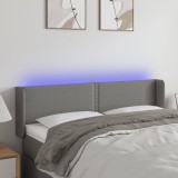 vidaXL Tăblie de pat cu LED, gri &icirc;nchis, 147x16x78/88 cm, textil