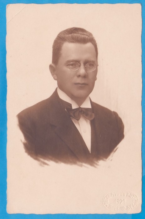 FOTOGRAFIE TIP CARTE POSTALA - PORTRET BARBAT, STUDIO PETKOVITS &amp; KOTRU TEMESVAR