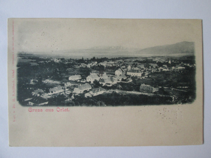 Carte postala circulata1899 Orlat(Sibiu):Salutari din Orlat,vedere generala