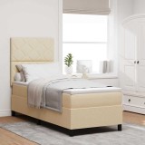 Cumpara ieftin Pat cu arcuri cu saltea cu headboard Crem 80 x 200 cm țesătură