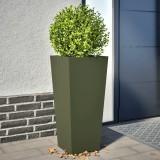 VidaXL Jardiniere grădină, 2 buc., verde măsliniu, 35x35x75 cm, oțel