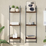 VidaXL Rafturi perete cu 3 niveluri/bare 2 buc stejar maro 30x25x100cm