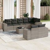 vidaXL Set canapele de grădină, 9 piese, cu perne, gri, poliratan 3255167