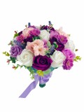 Buchet mediu personalizabil cu trandafiri, orhidee, hortensie si verdeata (Violet, Alb, Roz), Eventissimi&reg;