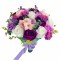 Buchet mediu personalizabil cu trandafiri, orhidee, hortensie si verdeata (Violet, Alb, Roz)