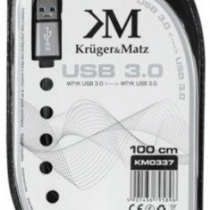 Cablu Kruger&Matz KM0337 USB Tata -USB Tata, 3.0, 1 m