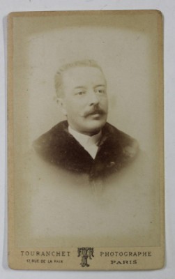 FOTOGRAF TOURANCHET , PARIS , BARBAT CU MUSTATA , FOTOGRAFIE C.D.V. , SFARISTUL SEC. XIX foto