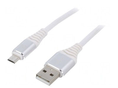 Cablu USB 2.0 A-Micro B Aurit 1m Alb foto