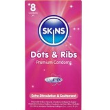 Prezervative Skins Dots and Ribs, striate si cu puncte, 8 buc