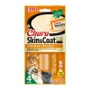Gustari pisici Churu Skin Coat Piure Crem, 4x14g, hrana umeda cu ton si pui, saraca in calorii