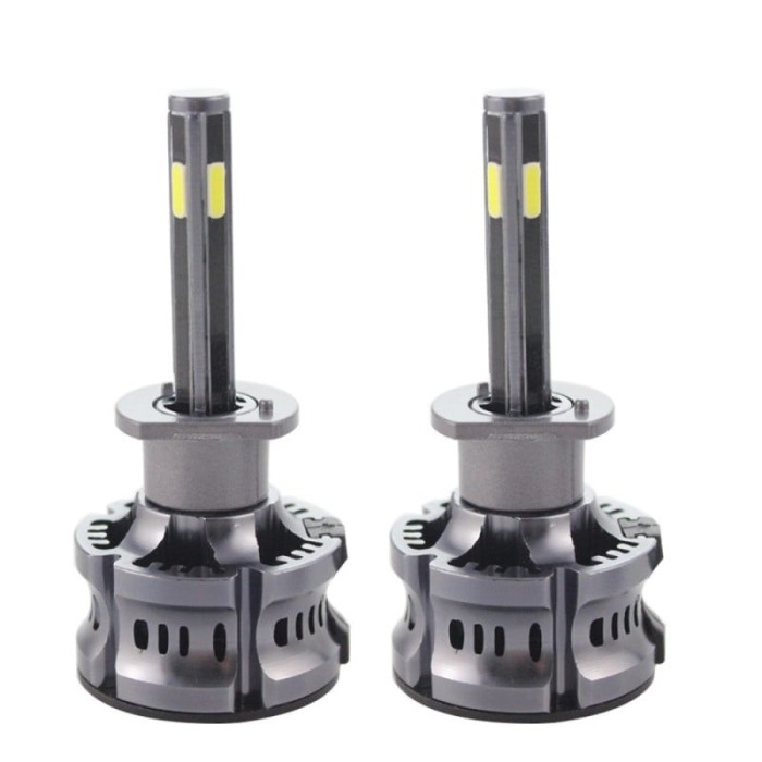 Set 2 LED-uri Auto Techstar&reg; N8, H1, 50w, 5500 Lumeni, 3000K-8000K, AUTO, 12-24 Volti, COB, Canbus, Radiator Aluminiu, 3 Nuante