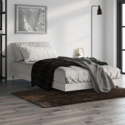vidaXL Cadru de pat, gri beton, 90x190 cm, lemn prelucrat foto