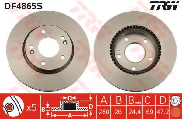 Disc frana KIA PRO CEED (ED) (2008 - 2013) TRW DF4865S