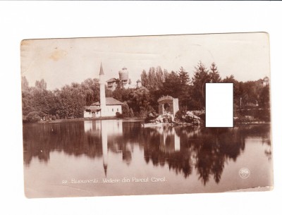 CP Bucuresti - Vedere din Parcul Carol, interbelica, circulata foto