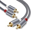 Cablu audio 2x RCA-tata la 2x RCA-tata 2m contacte aurite design metalic subtire si elegant, Oem