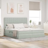 vidaXL Pat cu lumini cu bandă LED Gri deschis 180 x 200 cm Catifea 3372905