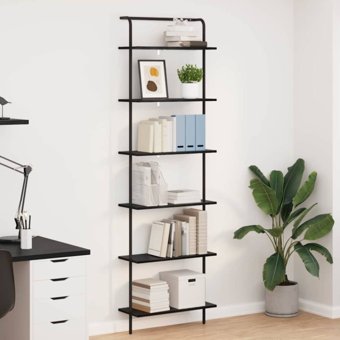 vidaXL Raft pentru cărți Stejar negru 60 x 24 x 203 cm Lemn compozit 879971