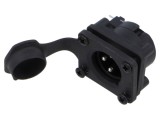 Conector XLR 3 pini AMPHENOL AXS3MPH IP65 unghiular 133V soclu tată
