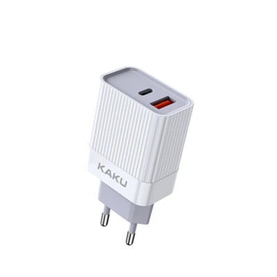 Incarcator retea Ultra Fast Charge, Type-C PD + USB, QuickCharge 3.0, 20W, Alb - KAKU - KSC-501 foto