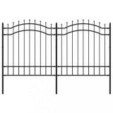 Cumpara ieftin Gard de gradina cu varf tip sulita, negru, 239x125 cm, otel vopsit in camp electrostatic