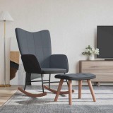 VidaXL Scaun balansoar cu taburet, gri &icirc;nchis, catifea și PVC