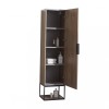 Dulap baie inalt Wellis Jersey, 35x30x144 cm, MDF, alb/nuc, montaj pe perete
