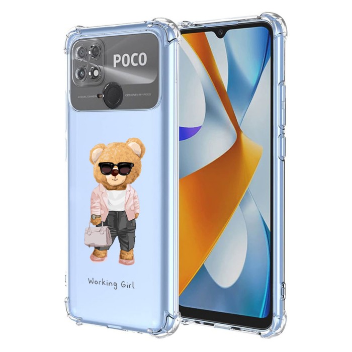 Husa antisoc pentru xiaomi poco c40, airbag pro, clear, working girl